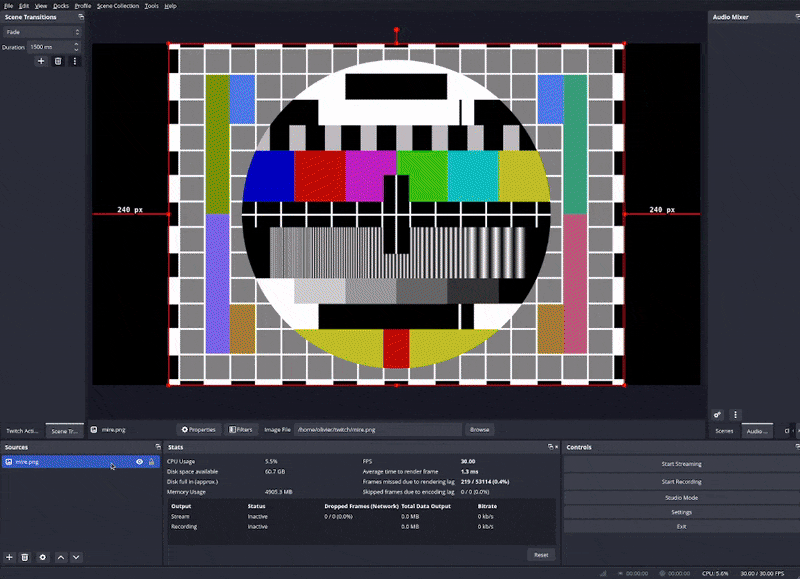 Scren record of OBS with the color adjust filter
